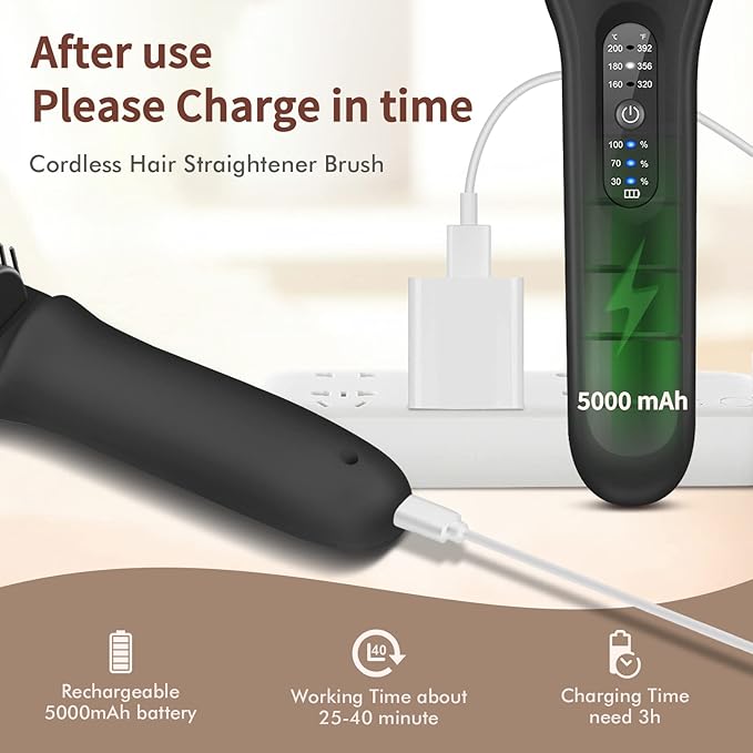 MEXITOP Cordless Hair Straightener Brush MX-2799