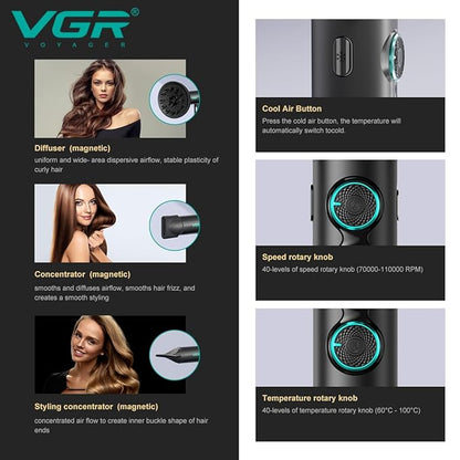 VGR V-401 PRM11000+ BLDC High Speed Barber Salon Professional Ioinc Hair Dryer BuyIt.lb