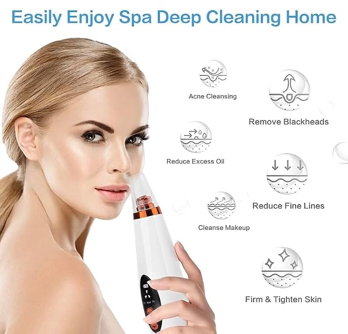 Blackhead Remover Multifunctional 6 in 1 Tool | Electric Derma suction Machine | Pimple Acne Pore Cleaner Vacuum Tool | USB Rechargeable | Facial Cleanser Device for Nose & Skin Care | For MEN & WOMEN