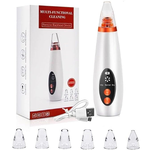 Blackhead Remover Multifunctional 6 in 1 Tool | Electric Derma suction Machine | Pimple Acne Pore Cleaner Vacuum Tool | USB Rechargeable | Facial Cleanser Device for Nose & Skin Care | For MEN & WOMEN