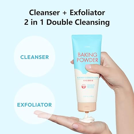 ETUDE Baking Powder B.B Deep Cleansing Foam, 2 in 1 Rice Bran + Baking Powder, Creamy Bubble + Scrub Exfoliate Skin, Fash Wash, Deep Cleanser for Makeup, Korean Skin Care, Beauty