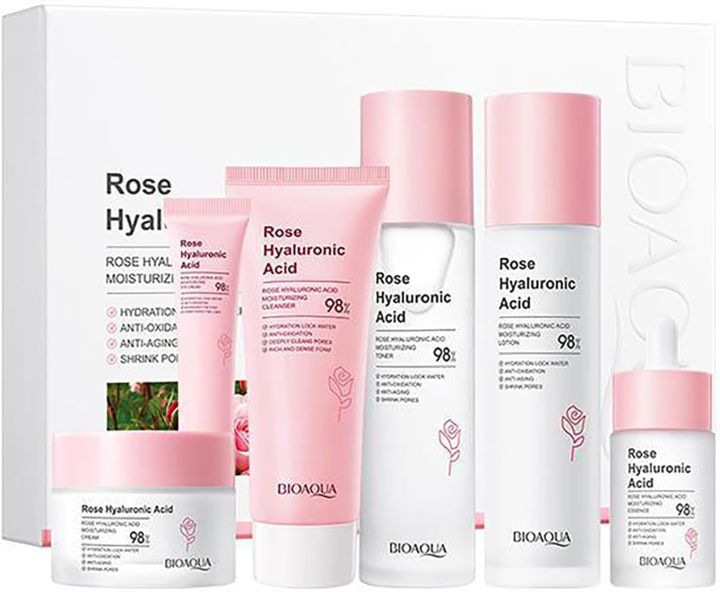 Bioaqua Rose Hyaluronic Acid Moisturizing 6 Pcs Skin Care Set