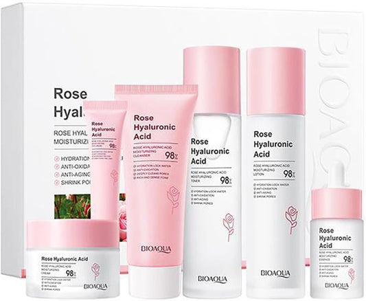 Bioaqua Rose Hyaluronic Acid Moisturizing 6 Pcs Skin Care Set