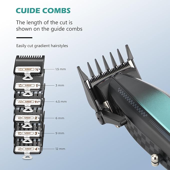 VGR 270 Hair Clippers for Men Professional, Low Noise Cordless High Speed 9000 RPM Fresh Fade Ceramic Blade Barber Clippers,