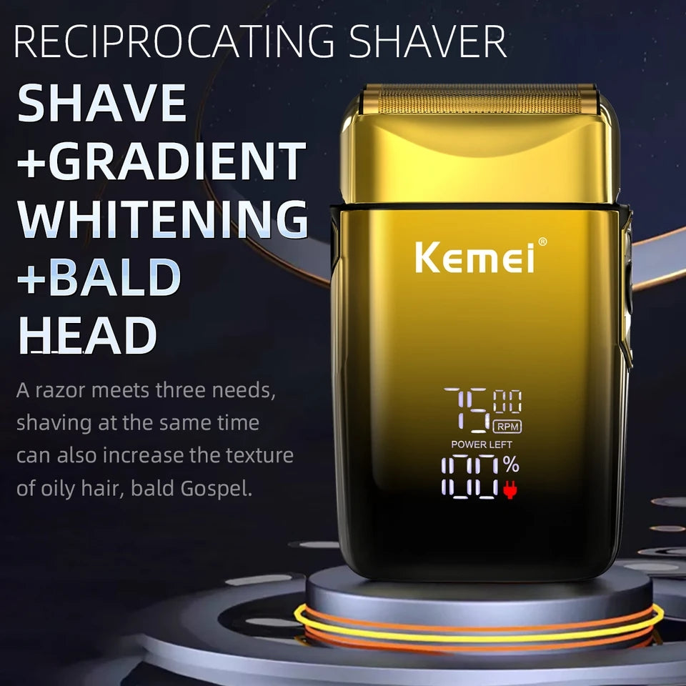 Kemei TX10 Electric Shaver with LED Display Screen Rechargeable Hair Beard Foil