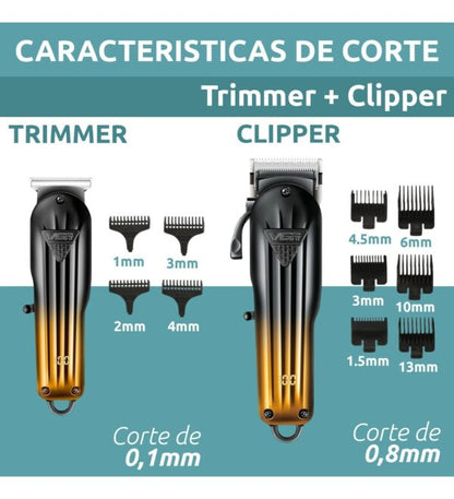 VGR V-646 USB Barber Clipper Trimmer Machine Kit with 10 Guides