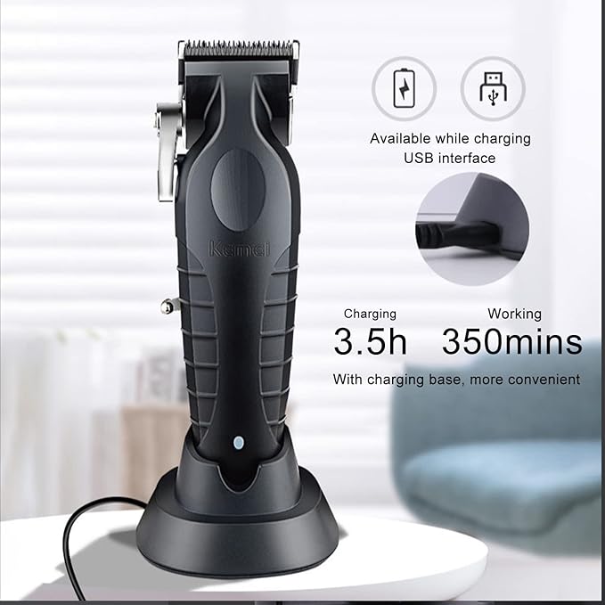 KEMEI km 2296 Professional Cordless Hair Clippers for Men, Rechargeable Hair/Beard Trimmers with Base, Adjustable Haircut Machine for Stylists BuyIt.lb