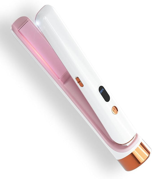 Cordless Hair Straightener Portable Travel Rechargeable Flat Iron, Fast Heating, Adjustable Temperature for Professional Straightening & Curling – Portable and Travel-Friendly (White) (White)