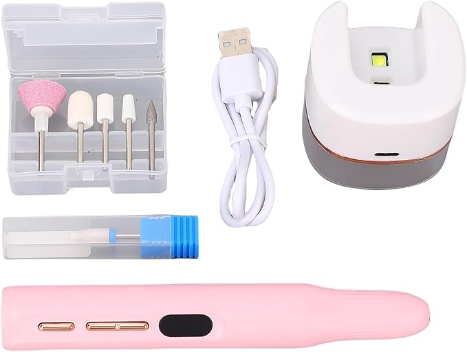 Portable Electric Nail File With Nail Lamp, Rechargeable Nail Remover Pen Type Multifunctional Grinder for Nail Salon With LED Light, Improve Efficiency (