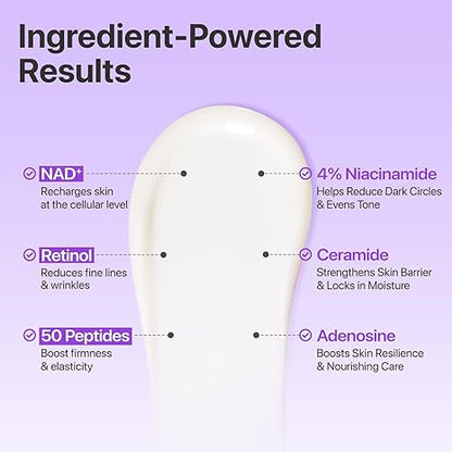 numbuzin No.9 NAD+ Retinol Eye Cream, Depuffing & Firming Eye Serum for Dark Circles, Wrinkles & Fine Lines, Peptides & Niacinamide for Glow & Undereye Radiance, Stocking Stuffers 0.33 fl oz