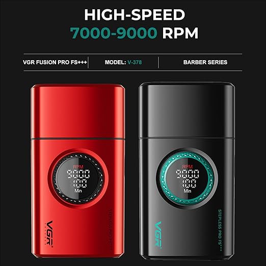 VGR Electric Shaver 378 Triple Floating Blade Aluminum 9000RPM Motor Titanium Bald Razor with LED Display