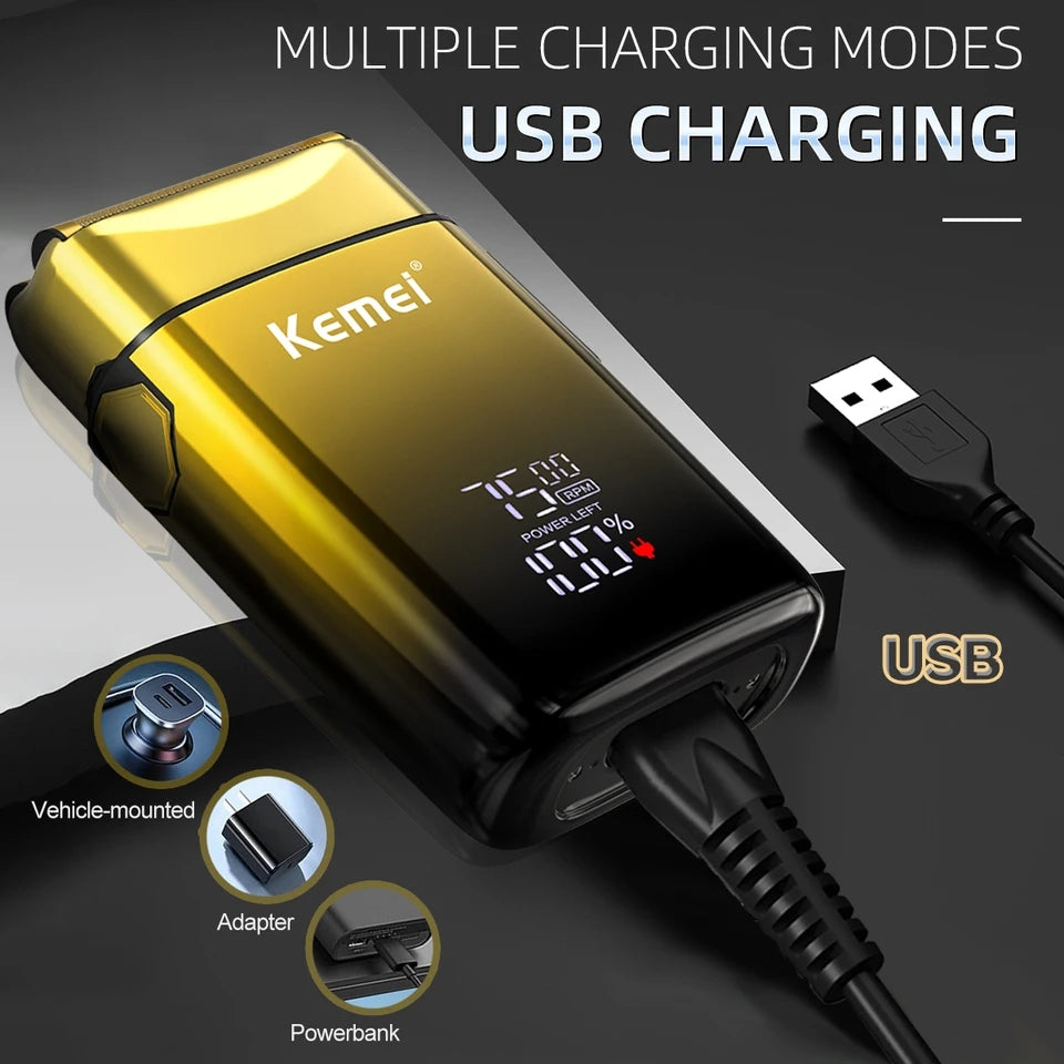 Kemei TX10 Electric Shaver with LED Display Screen Rechargeable Hair Beard Foil