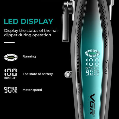 VGR 270 Hair Clippers for Men Professional, Low Noise Cordless High Speed 9000 RPM Fresh Fade Ceramic Blade Barber Clippers,