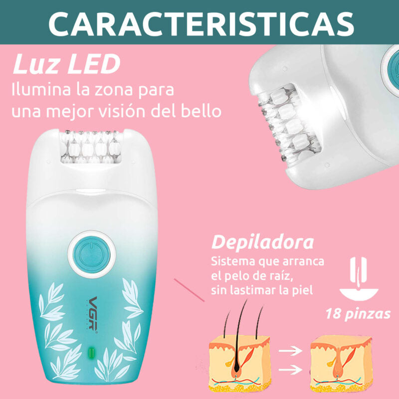 VGR V-738 Female Body Epilator 2 Speeds USB Light BuyIt.lb
