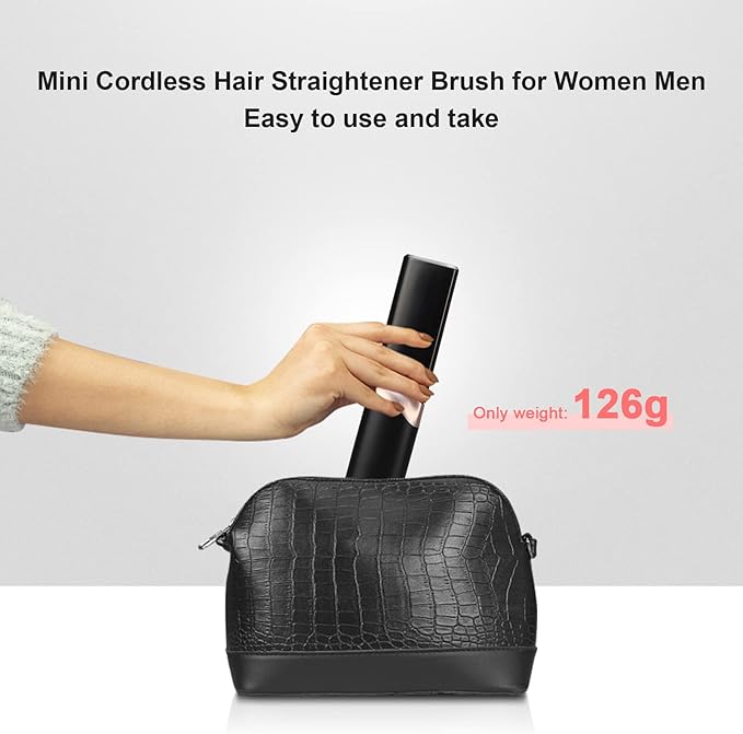 MEXITOP Cordless Hair Straightener Brush - USB Rechargeable