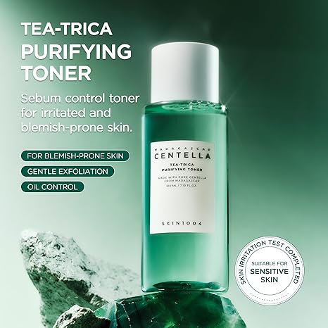 SKIN1004 Tea-Trica Purifying Toner, Korean Toner with Tea Tree & BHA, Centella Toner for Oil Balance & Hydration, Lightweight Astringent for Soothing & Refreshing, Korean Skin Care,  210ml