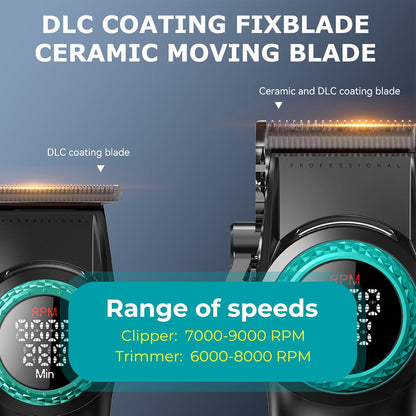 VGR 3 in 1 Professional Barber Clippers Set of Hair Clipper Trimmer Foil Shaver, Cordless Haircut Kit with Upgraded Powerful Motor, Integrated Charging Station, LED Display, Storage Box, Black