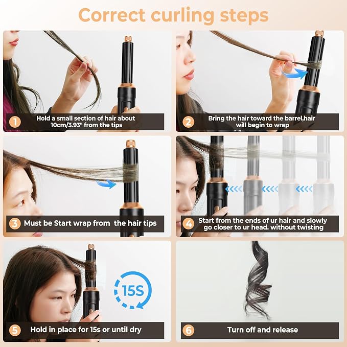 6 in 1 Hair Dryer Brush, Foldable Blow Dryer Brush Magic Styler, Detachable Airstyler Curling, Drying,Volumizing, Straightening, Negative Ionic Hair Dryer with Diffuser, Hair Styling Tools(Black)
