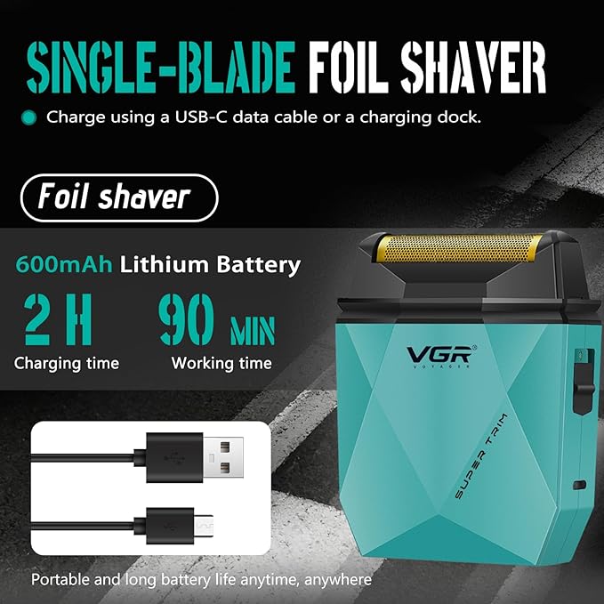 VGR 877S3 Hair Clippers for Men, Professional Hair Cutting Kit with LED Display & Charging Base, Cordless Barber Clippers with Turbo High-Speed 9000RPM Motor, All-in-One Grooming Set