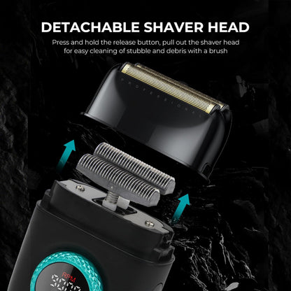 VGR 3 in 1 Professional Barber Clippers Set of Hair Clipper Trimmer Foil Shaver, Cordless Haircut Kit with Upgraded Powerful Motor, Integrated Charging Station, LED Display, Storage Box, Black