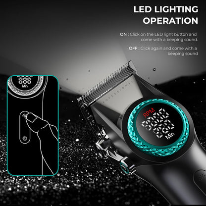 VGR 3 in 1 Professional Barber Clippers Set of Hair Clipper Trimmer Foil Shaver, Cordless Haircut Kit with Upgraded Powerful Motor, Integrated Charging Station, LED Display, Storage Box, Black