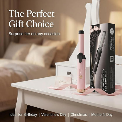 USB Rechargeable Cordless Curling Iron & Straightener 2-in-1, Mini Travel Hair Styler with Dual Temperature Settings, Ceramic Portable Curling Wand for On-The-Go Touch-Ups(Gold)