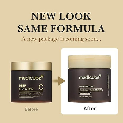 medicube Toner Pads Deep Vita C Facial Toner Pad for Uneven Skin Tone & Texture | Vitamin Water and 3 Types of Vitamin, Deeply Hydrating & Resurfacing Pad | Korean Skin