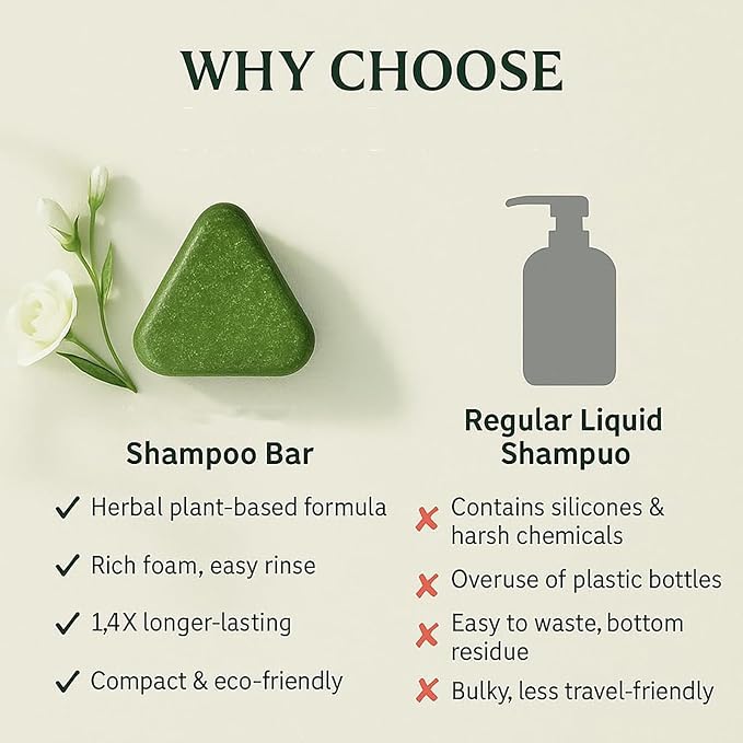 Nature Triangle Shampoo Bar, Usman Grass Shampoo Bar, Natural Seven Green Soap For Hair Care Nourish, For Women & Men 2PC