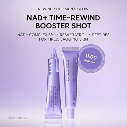 Arencia NAD+ Serum Booster Shot With 5% NAD+ Complex & Resveratrol, Hydration & Barrier Support, 30 ML / 1.01 Fl. Oz.
