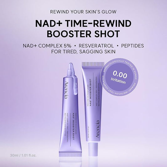 Arencia NAD+ Serum Booster Shot With 5% NAD+ Complex & Resveratrol, Hydration & Barrier Support, 30 ML / 1.01 Fl. Oz.