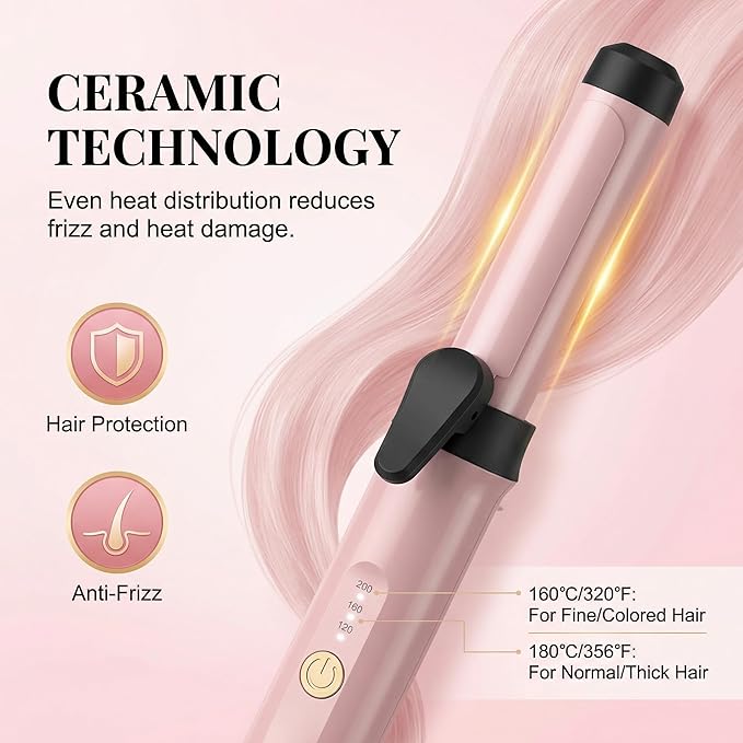 USB Rechargeable Cordless Curling Iron & Straightener 2-in-1, Mini Travel Hair Styler with Dual Temperature Settings, Ceramic Portable Curling Wand for On-The-Go Touch-Ups(Gold)