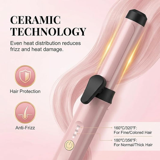 USB Rechargeable Cordless Curling Iron & Straightener 2-in-1, Mini Travel Hair Styler with Dual Temperature Settings, Ceramic Portable Curling Wand for On-The-Go Touch-Ups(Gold)