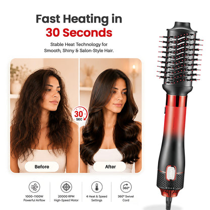 VGR V-484 Professional 1000-1100W | 4 IN 1 Hot Air Brush | 4 Styling Heads, Diffuser, Concentrator, Round & Oval Brushes | Fast Drying & Volumizing | Suitable for All Hair Types