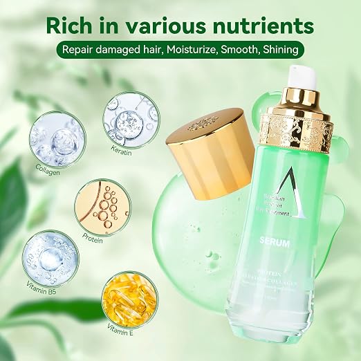 VIYA Hair Serum Brazilian Protein Hair Serum Containing Keratin Collagen and Protein Hair Oil Controls frizz, Smoothens Rough Ends and Adds Instant Shine For Frizzy Hair 100ml