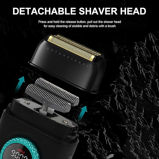 VGR Electric Shaver 378 Triple Floating Blade Aluminum 9000RPM Motor Titanium Bald Razor with LED Display