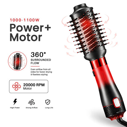 VGR V-484 Professional 1000-1100W | 4 IN 1 Hot Air Brush | 4 Styling Heads, Diffuser, Concentrator, Round & Oval Brushes | Fast Drying & Volumizing | Suitable for All Hair Types