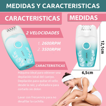 VGR V-738 Female Body Epilator 2 Speeds USB Light BuyIt.lb