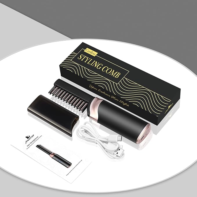 MEXITOP Cordless Hair Straightener Brush - USB Rechargeable