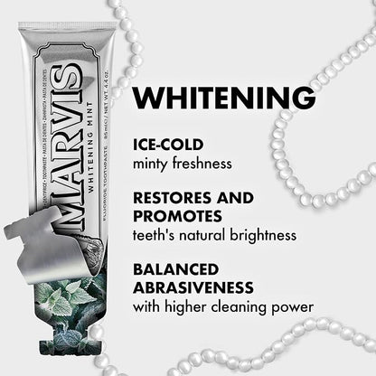 Marvis Whitening Mint Toothpaste, 1 x 85 ml Promotes Natural Whitening & Healthy Gums, Helps Remove Plaque, Prevents Tooth Decay, Lasting Freshness, Clinically Tested