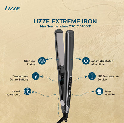 Lizze Extreme Professional Hair Straightener | Original Nano Titanium Technology Straightens Dry, Frizzy Hair Curls | 250 Deg. C. 480f - 110 Volts Beauty & Professional Care