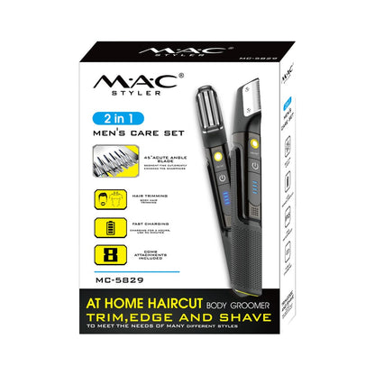MAC Styler MC-5829 2-in-1 Men's Care Set – Electric Foil Shaver and Hair Clipper Trimmer, 45 Degree Acute Angleblade, USB Rechargeable,