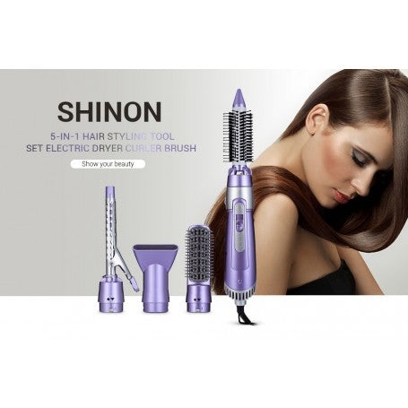 SHINON SH - 9822-6 Hair Styling Tool Set 5-in-1 Electric Dryer Curler Brush Comb