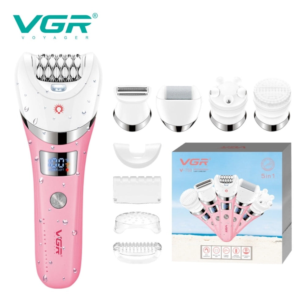 VGR V-759 5 in 1 New Design Metal Trimmer Professional Cordless Hair Trimmer Women's Shaver V759