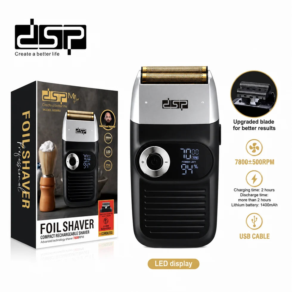 DSP 60088 Beard & Head Shaver – Double Gold Foil & Digital Display