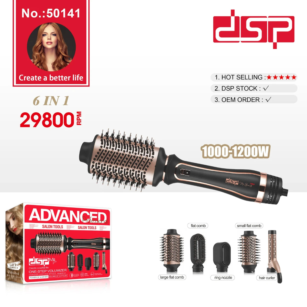 DSP 6-in-1 Hot Air Styler Kit Model 50141