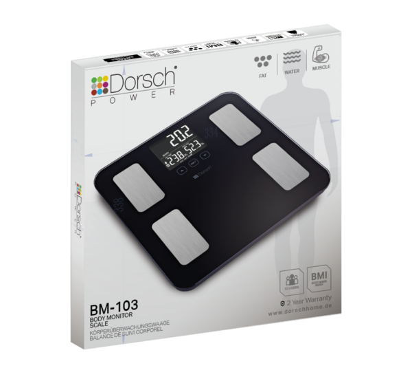 Dorsch body monitor scale packaging on a white background