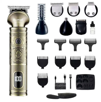 Kemei KM-1637 Digital 21 in 1 Grooming Kit With Lithium Batteries (Trimmer, Shaver, Body Groomer & Nose Trimmer All in One)