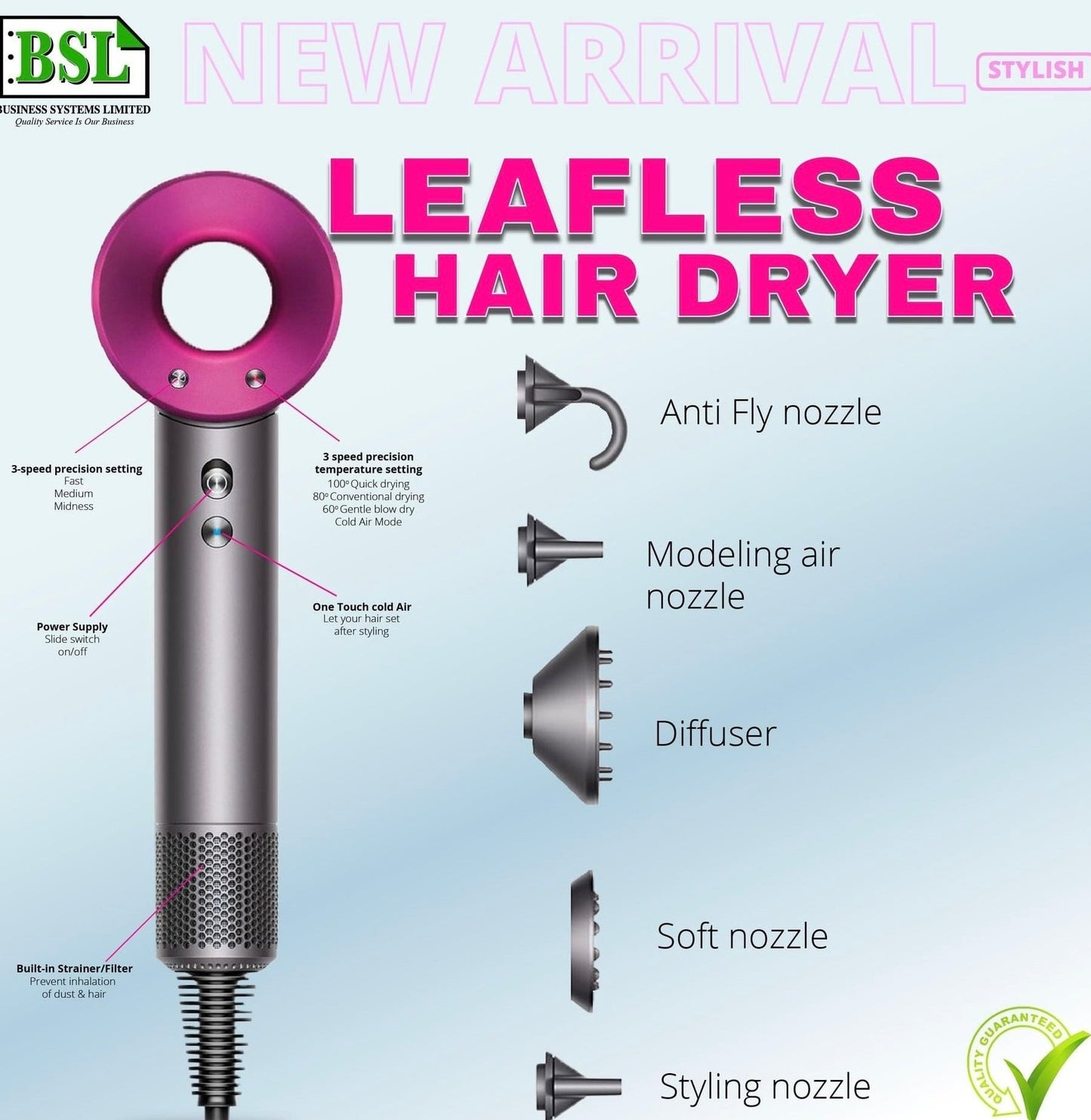 SUPERSONIC™ LEAFLESS 5 IN 1 HAIR DRYER LATEST TECHNOLOGY HD03