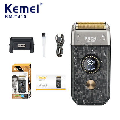 Kemei Rechargeable Cordless Men's Triple Reciprocating Blade Shaver Beard Trimmer Facial Care Multifunction Powerful Trimmer KMT410