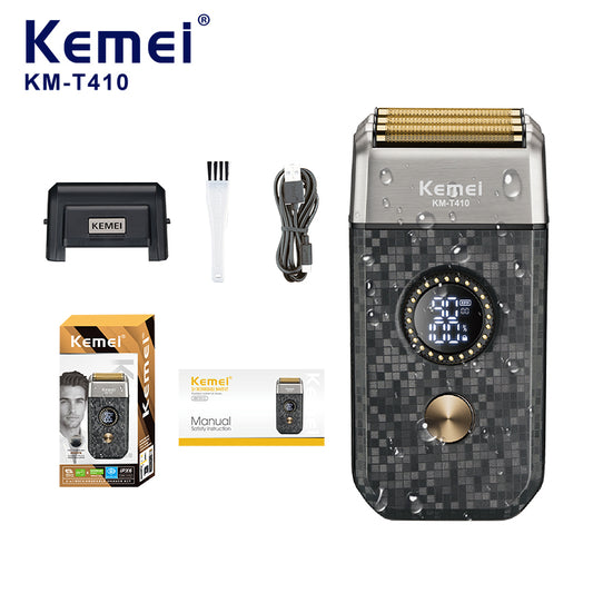 Kemei Rechargeable Cordless Men's Triple Reciprocating Blade Shaver Beard Trimmer Facial Care Multifunction Powerful Trimmer KMT410